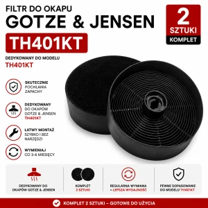 Filtr węglowy do GOTZE & JENSEN TH401KT | 2 sztuki