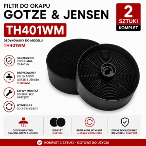 Filtr węglowy do GOTZE & JENSEN TH401WM | 2 sztuki
