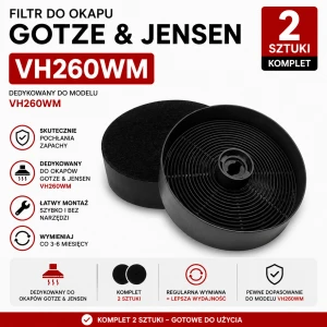 Filtr węglowy do GOTZE & JENSEN VH260WM | 2 sztuki