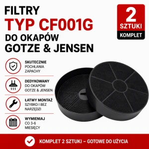 Filtr węglowy zamiennik typu CF001G  do GOTZE & JENSEN  kpl 2 szt